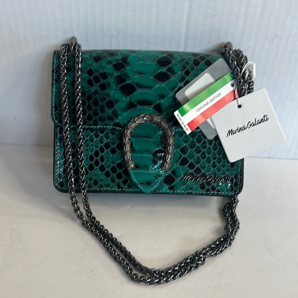 NWT Marina Galanti Women's Vera Pelle Real Leather croco  Crossbody Bag.
